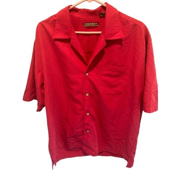 Cubavera Red Textured Men’s Shirt - Picture 1 of 10